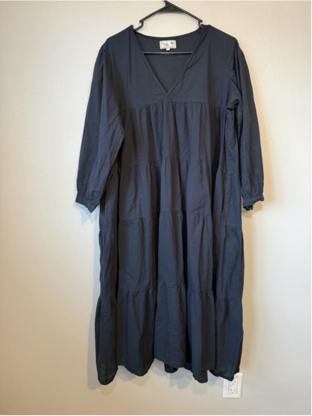Mille Organic Cotton Tiered Midi Dress Blue XL